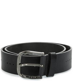 Черный ремень из натуральной кожи Replay