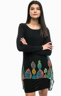 Черное платье с длинными рукавами Desigual