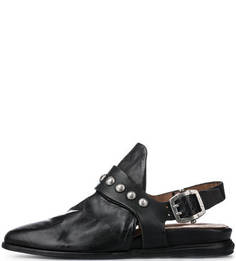 Черные кожаные сандалии с металлическим декором A.S.98
