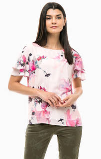 Блуза кораллового цвета с короткими рукавами Comma