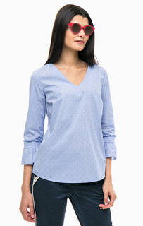 Синяя хлопковая блуза в полоску Comma