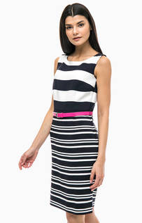 Синее платье в полоску без рукавов Comma