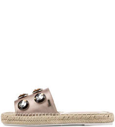 Золотистые текстильные шлепанцы с отделкой Liu Jo