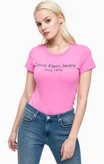 Футболка цвета фуксии с принтом Calvin Klein Jeans
