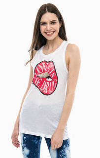 Белая майка с ярким принтом Gas