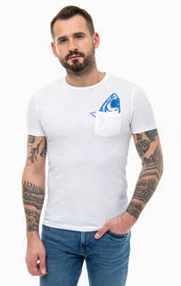 Хлопковая футболка с карманом и принтом Mavi