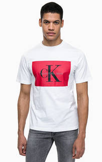 Белая футболка с контрастным принтом Calvin Klein Jeans