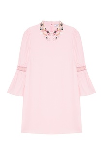 Розовое платье с вышитым воротником Vivetta
