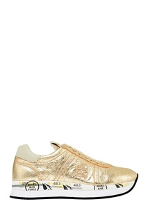 Золотистые кожаные кроссовки Premiata