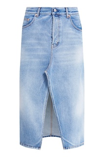 Голубая джинсовая юбка с вырезом Balenciaga