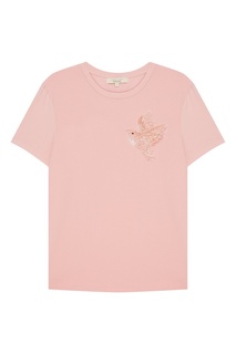 Розовая футболка с вышитой птицей Akhmadullina Dreams