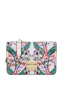 Белая сумка с цветами Metropolis Furla