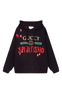 Черное худи с принтом Gucci