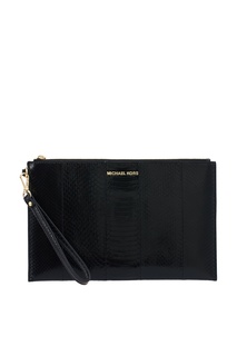 Черный клатч из кожи змеи Wristlets Michael Kors