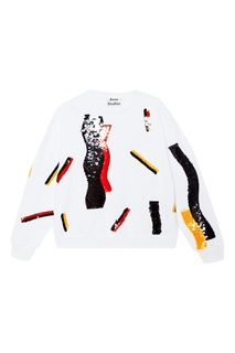 Белый свитшот с вышивкой пайетками Acne Studios