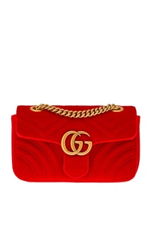 Красная бархатная сумка GG Marmont Gucci