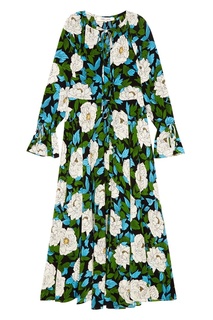 Шелковое драпированное платье с цветами Diane von Furstenberg