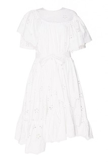Белое платье из вышитого хлопка Simone Rocha
