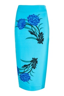 Голубая юбка-карандаш с васильками Diane von Furstenberg