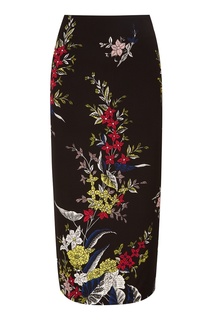 Черная юбка-карандаш с цветами Diane von Furstenberg