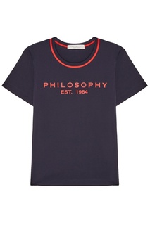 Синяя футболка с контрастным логотипом Philosophy di Lorenzo Serafini