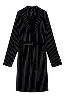 Черное вельветовое пальто в полоску Neige