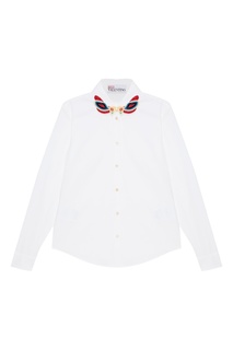 Белая рубашка с бисерной вышивкой RED Valentino
