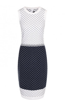 Приталенное мини-платье фактурной вязки с круглым вырезом St. John