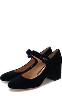Бархатные туфли на устойчивом каблуке Gianvito Rossi