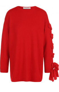 Однотонный пуловер свободного кроя с декорированной отделкой на рукаве Valentino