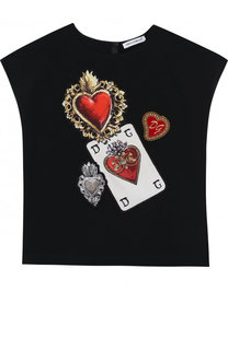 Шелковый топ с аппликациями Dolce &amp; Gabbana