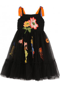 Многослойное платье с аппликациями и контрастными вставками Dolce &amp; Gabbana