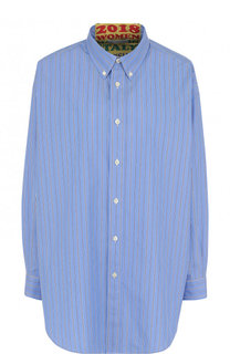 Хлопковая блуза свободного кроя в полоску Balenciaga