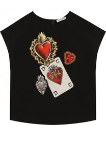 Шелковый топ с аппликациями Dolce &amp; Gabbana