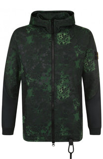 Хлопковая толстовка на молнии с капюшоном Stone Island