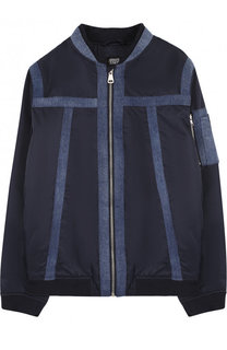 Бомбер на молнии с отделкой из денима Armani Junior