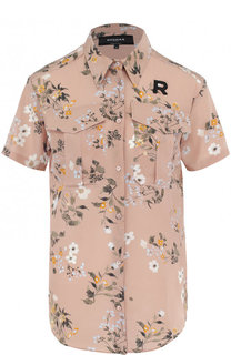Шелковая блуза с накладными карманами и принтом Rochas