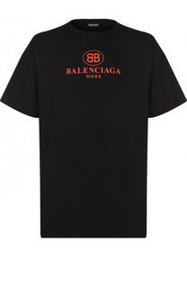 Хлопковая футболка с логотипом бренда Balenciaga