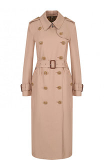 Однотонное хлопковое пальто с поясом Burberry