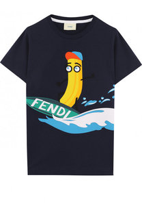 Хлопковая футболка с принтом Fendi Roma