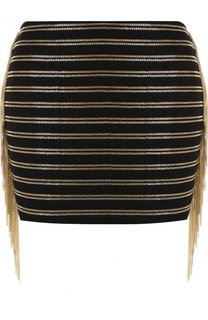 Хлопковая мини-юбка с декорированной отделкой Balmain