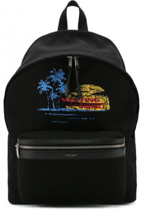 Замшевый рюкзак City с внешним карманом на молнии Saint Laurent