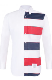 Хлопковая рубашка с воротником button down Thom Browne
