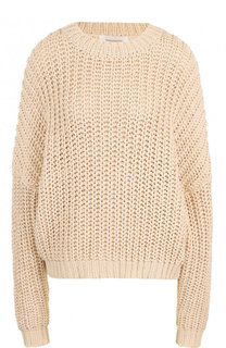 Хлопковый пуловер фактурной вязки с круглым вырезом Zimmermann