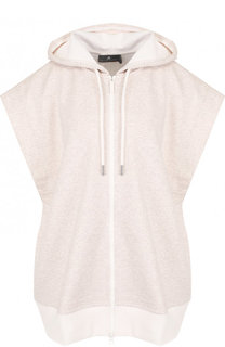 Однотонный хлопковый жилет на молнии с капюшоном Adidas by Stella McCartney