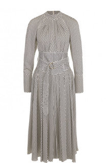 Приталенное шелковое платье-миди с поясом и принтом Diane Von Furstenberg