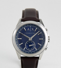 Гибридные смарт-часы со светло-коричневым кожаным ремешком Armani Exchange Connected AXT1010 - Рыжий