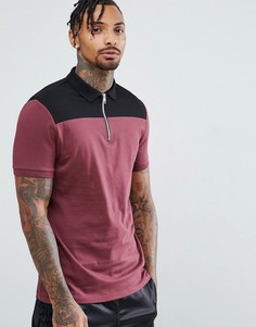 Футболка-поло с контрастной вставкой и молнией ASOS DESIGN - Мульти