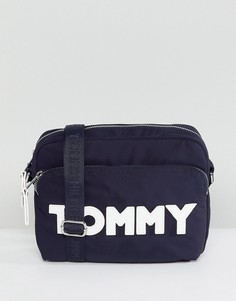 Нейлоновая сумка через плечо с логотипом Tommy Hilfiger - Темно-синий