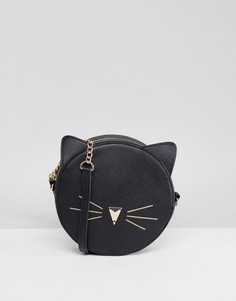 Круглая сумка через плечо с кошачьей отделкой ASOS DESIGN - Черный